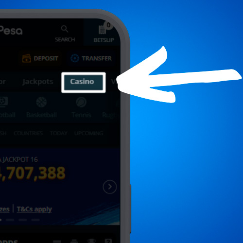 Open the Casino section of the Sportpesa app